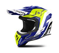 Airoh Aviator Ace 2 Ground Casco da motocross, bianco-blu-giallo, taglia L per maschi