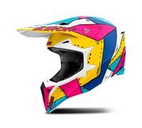 Airoh Wraaap Paint, casco da motocross L female Bianco/Blu/Giallo/Fucsia