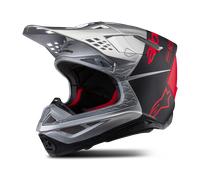Casco Cross Alpinestars Supertech S-M10 Flood Argento/Nero/RossoL Argento,Nero,Rosso