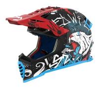 LS2 MX437 Fast Evo II Mini Starmaw Casco da motocross per bambini, nero-rosso-blu, taglia S