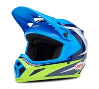 Bell MX-9 MIPS Jackal, casco da motocross M male Azzurro/Blu/Bianco/Verde Fluo