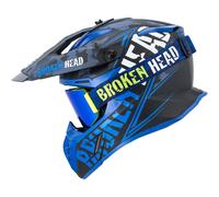 Casco Cross Broken Head Squadron Rebelution V3 Blu + Occhiali MX Regulator Blu