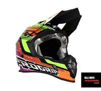 Casco Cross Enduro Progrip 3180 M Verde/Arancio/Fucsia OMO 22.06