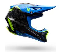 FOX V3 RS Tactile Carbon Casco da motocross, blu/giallo/nero, Taglia L