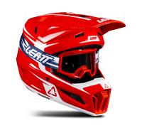 Leatt 3.5 V26 Casco da motocross con occhiali, bianco-rosso, taglia M per maschi