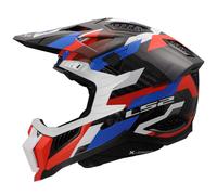 Casco Cross LS2 MX703 X-Force Phantom Bianco Blu Rosso In Carbonio XS