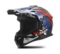 Casco Cross Ls2 Mx708 Fast II Grotesk Bianco Blu Rosso Lucido XS
