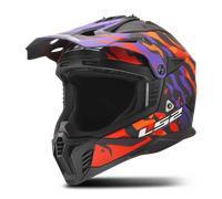 Casco Cross Ls2 Mx708 Fast II Grotesk Viola Arancione Opaco L