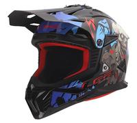 LS2 Helmets Casco Cross MX708 Fast II Zombie Nero/Rosso/Blu Lucido Taglia L