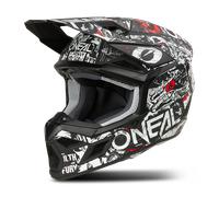 ONeal 3SRS Attack, casco da motocross XXL male Opaco Nero/Bianco/Rosso/Grigio
