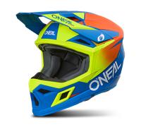 ONeal 3SRS Solid S26, casco da motocross S female Opaco Blu/Giallo Fluo/Arancione