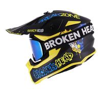 Casco Cross Rotto FreakZone Nero-Giallo-Blu + Occhiali MX Struggler Blu