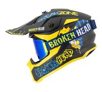 Casco Cross Rotto FreakZone Nero-Giallo-Blu + Regolatore Magnetico Blu