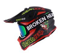 Casco Cross Rotto FreakZone Nero-Rosso-Verde + Occhiali MX Struggler Verde