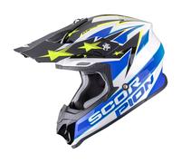 Casco Cross Scorpion VX-16 Evo Air Patriot Bianco Blu Giallo S