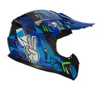 CASCO CROSS STYLE ORANGE / AZZURRO GRAFFITY BAMBINO , MINI CROSS , BMX , QUAD