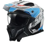Casco Crossover Ls2 OF606 Drifter Devor Bianco Blu Opaco L
