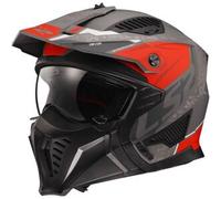 Casco Crossover Ls2 OF606 Drifter Devor Silver Titanio Rosso Opaco XXL