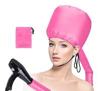 Casco Cuffia Asciuga Capelli Portatile, Universale, con Cappuccio Elastico Regolabile, Adatta per Acconciature da Donna e da Ragazza (Rosso Chiaro)