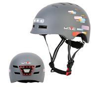 Casco da bici con faro LED integrato e luce posteriore, casco da bici leggero per adulti, uomini e donne (Grigio-Nuovo, Taglia grande (58 cm-61 cm))