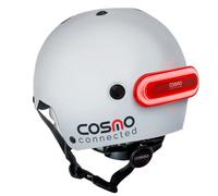Cosmo Connected - Cosmo Urban - Casco Connesso Smart per Ciclismo, Unisex, Uomo e Donna - Rilevamento Cadute, Luci Freni Automatiche, Frecce - Bianco - S/M