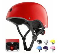 Casco da bici per bambini, regolabile, multi-sport, per ragazzi e ragazze, per bambini dai 5 agli 8 ai 12 anni, taglia 51-58 cm, per skateboard, scooter, pattini a rotelle (rosso, XS: 51 - 56 cm)