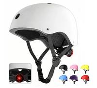 Casco da bici per bambini, regolabile, multi-sport, per ragazzi e ragazze, per bambini dai 5 agli 8 ai 12 anni, taglia 51-58 cm, per skateboard, scooter, pattini a rotelle (bianco, XS: 51 - 56 cm)