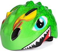 Casco da bicicletta per bambini con luce LED, simpatico casco di sicurezza 3D, per bambini, 3-8 anni, regolabile, traspirante, per bicicletta, skateboard, scooter, colore verde
