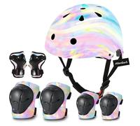 Casco da bicicletta regolabile per bambini con imbottitura per ginocchia, gomitiere, protezione per il polso, per bambini 3-5-8-14 anni, ideale per pattinaggio, ciclismo, skateboard, per ragazzi e