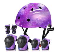 Casco da bicicletta regolabile per bambini con imbottitura per ginocchia, gomitiere, protezione per il polso, per bambini 3-5-8-14 anni, ideale per pattinaggio, ciclismo, skateboard, per ragazzi e