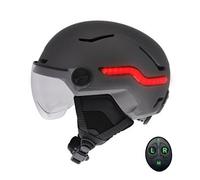 Casco da bicicletta Tnb URBAN MOOV LED con luce di frenata automatica con visiera e copriorecchie taglia M grigio - Nouvo