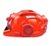 Casco da Cantiere Solare con 6 Ventole, Elmetto di Sicurezza con Luce LED e Ricarica USB, Allarme Acustico, Raffreddamento Rapido per Lavori Esterni red