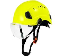 Casco Da Costruzione In ABS Con Visiera Protettiva, Copricapo Industriale For Lavoro E Soccorso(FL Yellow CV)
