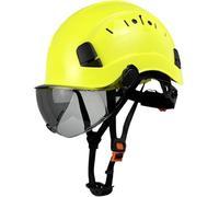 Casco Da Costruzione In ABS Con Visiera Protettiva, Copricapo Industriale For Lavoro E Soccorso(FL Yellow SV)