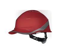 Casco da costruzione, ventilato, con parte anteriore da baseball in plastica ABS, chiusura rotore, circonferenza testa 53-64 cm, Deltaplus Diamond VI Wind, taglia unica, rosso