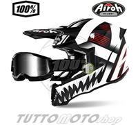 Casco da CROSS AIROH Twist 2.0 Mask Matt + Maschera 100% Black Specchiata