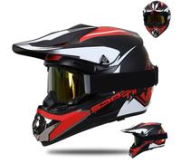 Casco da Cross DOT Per Ragazzi E Ragazze Dai 5 Ai 14 Anni, Per Moto A Quattro Ruote, Bmx, Mx, Utv, Motoslitta, Go Kart, Corse, Skateboard, Baseball, con Occhiali, Guanti E Maschera(007,XL (58-59cm))