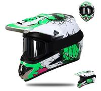 Casco da Cross DOT Per Ragazzi E Ragazze Dai 5 Ai 14 Anni, Per Moto A Quattro Ruote, Bmx, Mx, Utv, Motoslitta, Go Kart, Corse, Skateboard, Baseball, con Occhiali, Guanti E Maschera(009,L(56-57cm))