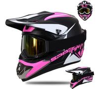 Casco da Cross DOT Per Ragazzi E Ragazze Dai 5 Ai 14 Anni, Per Moto A Quattro Ruote, Bmx, Mx, Utv, Motoslitta, Go Kart, Corse, Skateboard, Baseball, con Occhiali, Guanti E Maschera(008,XL (58-59cm))