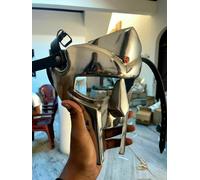 Casco da gladiatore romano in acciaio maschera per il viso forgiata a mano...