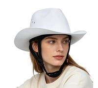 Casco da lavoro a tesa intera da cowboy con protezione solare | Casco rigido con sottogola per equitazione, viaggi, ciclismo, pesca, giardinaggio all'aperto