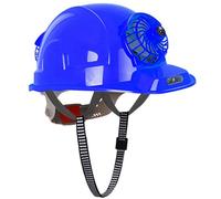 Casco da Lavoro Ventilato Solare e USB a 4 Velocità, Cappello di Sicurezza Impermeabile con Luce LED, Raffreddamento Potente per Cantiere ed Esterno blue