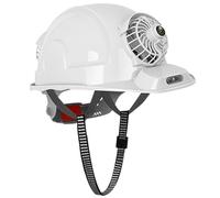 Casco da Lavoro Ventilato Solare e USB a 4 Velocità, Cappello di Sicurezza Impermeabile con Luce LED, Raffreddamento Potente per Cantiere ed Esterno white