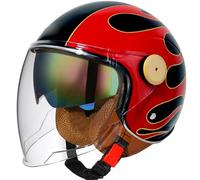 Casco Da Moto 3/4 Con Doppio Specchio, Casco Da Moto Retrò Vari Stili Casco Quattro Stagioni Casco Unisex Con Doppia Visiera, Casco Da Scooter Certificato ECE A1,58~59
