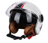 Casco Da Moto A Mezza Calotta Con Doppia Visiera, Modello Vintage Aperto Per Scooter E Ciclomotori, Copricapo Leggero Omologato ECE 22.06 Per Spostamenti Urbani. C,55~62cm