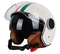 Casco Da Moto A Mezza Calotta Con Doppia Visiera, Modello Vintage Aperto Per Scooter E Ciclomotori, Copricapo Leggero Omologato ECE 22.06 Per Spostamenti Urbani. F,55~62cm