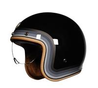 Casco da moto aperto 3/4 Caschi jet classici con visiera interna Leggero alla Adatto per biciclette scooter guida quotidiana Black lucido XXL/63-64cm