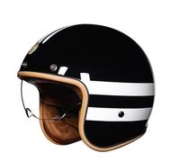 Casco da moto aperto 3/4 Caschi jet classici con visiera interna Leggero alla Adatto per biciclette scooter guida quotidiana Black lucido XL/61-62cm