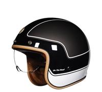 Casco da moto aperto 3/4 Caschi jet classici con visiera interna Leggero alla Adatto per biciclette scooter guida quotidiana Black lucido XXL/63-64cm