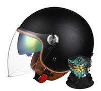 Casco da Moto Aperto 3/4 con Doppia Visiera E Maschera A Teschio Per Uomo E Donna, Casco Unisex Retrò Omologato DOT, Per Veicoli Elettrici, Mountain Bike, Quad(Style DD,2XL(62-64CM))